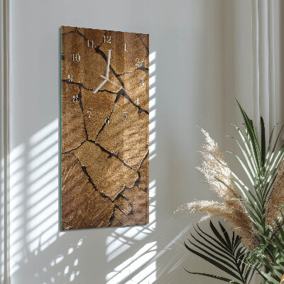Glass clock vertical Wooden pattern