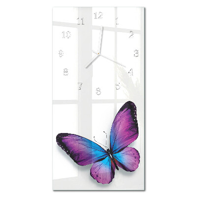 Glass wall clock vertical Butterflies