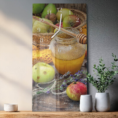Glass wall clock vertical Autumn table