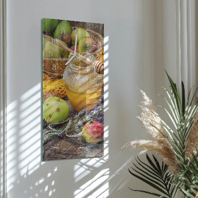 Glass wall clock vertical Autumn table