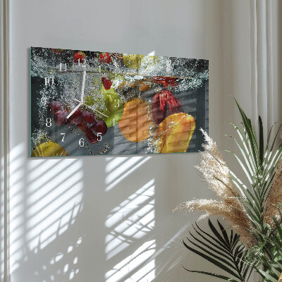 Rectangular glass clock horizontal Single fruit