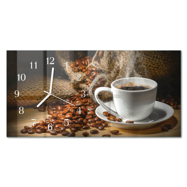 Horizontal rectangular wall clock Coffee infusion