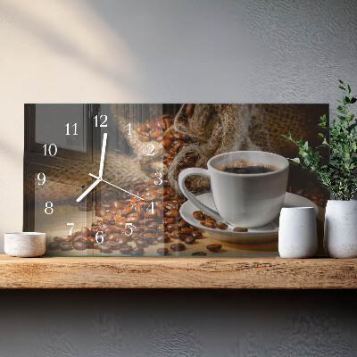 Horizontal rectangular wall clock Coffee infusion