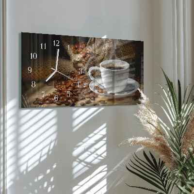 Horizontal rectangular wall clock Coffee infusion