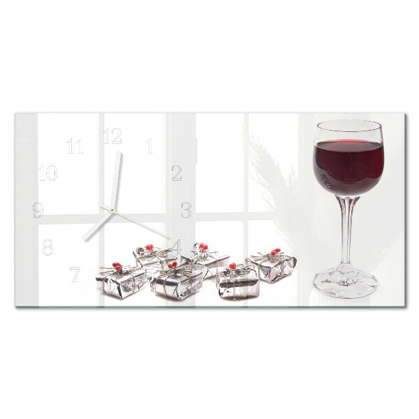 Glass wall clock horizontal Wine goblet