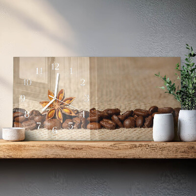 Glass wall clock horizontal Ground coffee