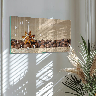 Glass wall clock horizontal Ground coffee