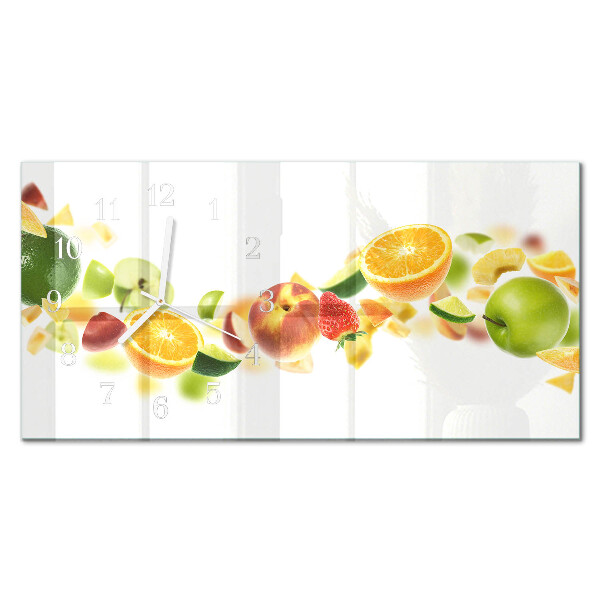 Rectangular glass clock horizontal Fruit mix