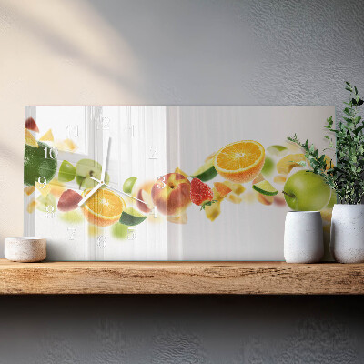 Rectangular glass clock horizontal Fruit mix