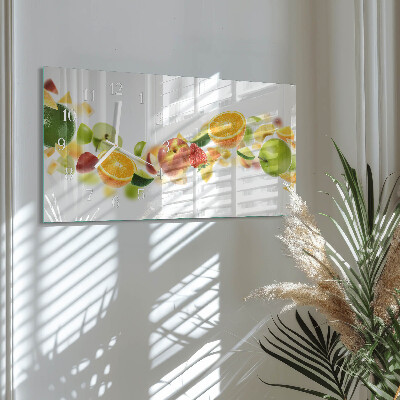 Rectangular glass clock horizontal Fruit mix