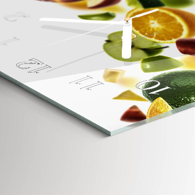 Rectangular glass clock horizontal Fruit mix