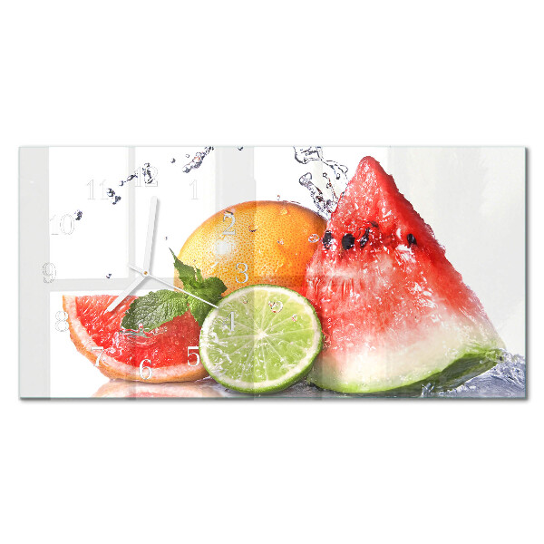 Rectangular glass clock horizontal Juicy harvest