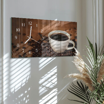 Glass wall clock horizontal Hot coffee infusion