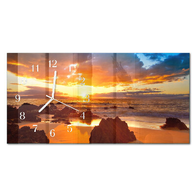 Horizontal rectangular wall clock Dusk falling