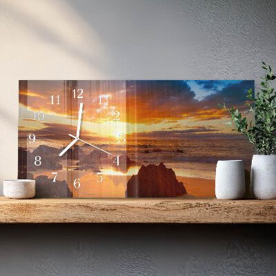 Horizontal rectangular wall clock Dusk falling