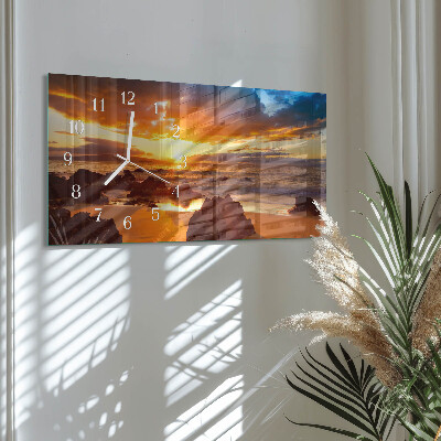Horizontal rectangular wall clock Dusk falling