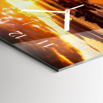 Horizontal rectangular wall clock Dusk falling