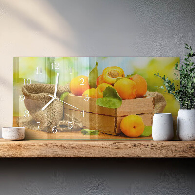 Rectangular glass clock horizontal Apricots