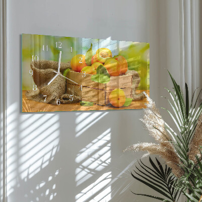 Rectangular glass clock horizontal Apricots