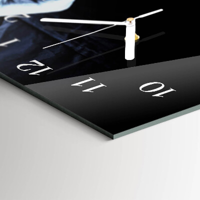 Rectangular glass clock horizontal Musical guitarist