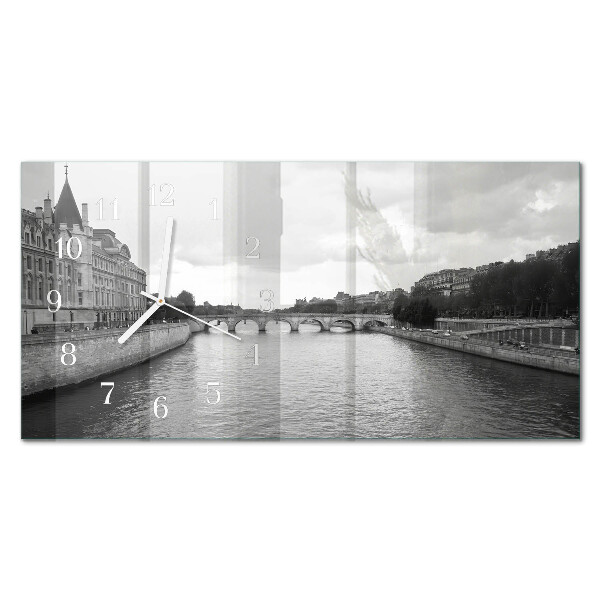 Horizontal wall clock Parisian bridges