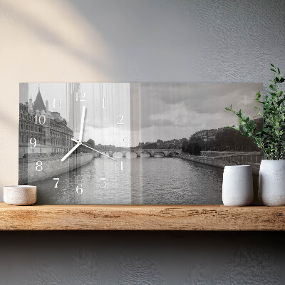 Horizontal wall clock Parisian bridges
