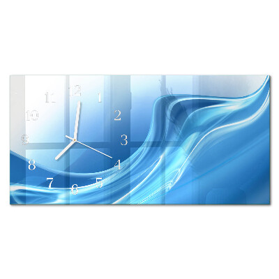 Horizontal rectangular wall clock Blue waves