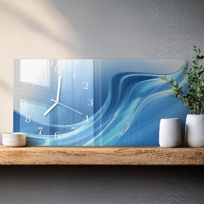 Horizontal rectangular wall clock Blue waves