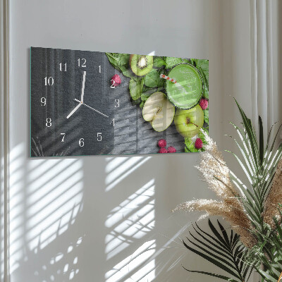 Glass wall clock horizontal Fruit cocktail