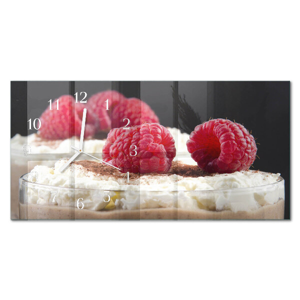 Horizontal rectangular wall clock Raspberry dessert