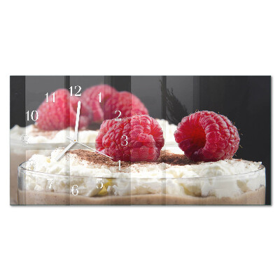 Horizontal rectangular wall clock Raspberry dessert
