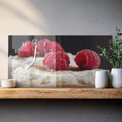 Horizontal rectangular wall clock Raspberry dessert