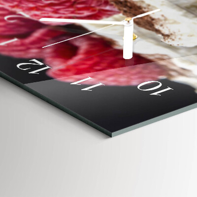 Horizontal rectangular wall clock Raspberry dessert