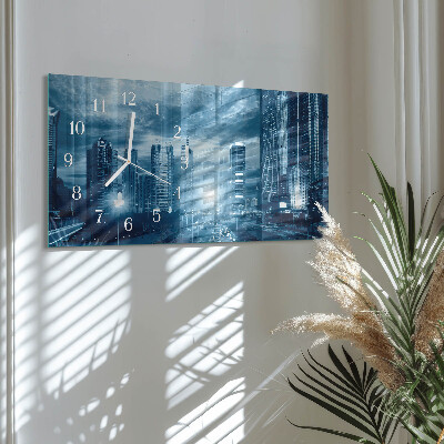 Rectangular glass clock horizontal Night metropolis