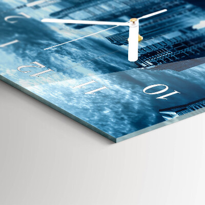 Rectangular glass clock horizontal Night metropolis
