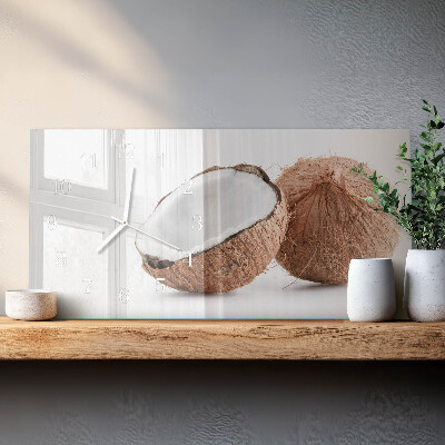 Glass wall clock horizontal Exotic coconuts