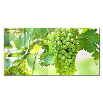 Rectangular glass clock horizontal Bunches of grapes