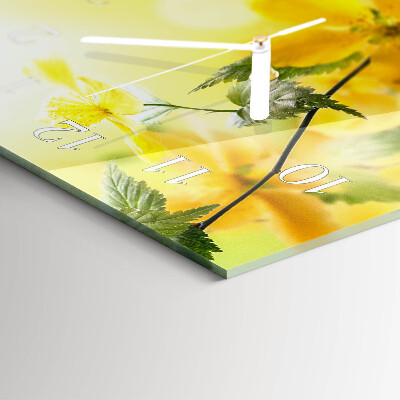 Horizontal rectangular wall clock Cut flowers