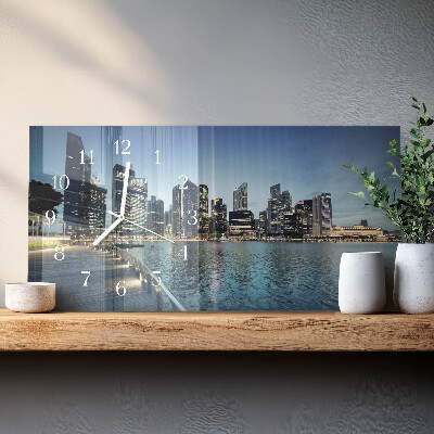 Glass wall clock horizontal City at night