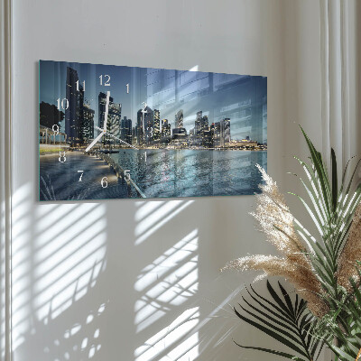 Glass wall clock horizontal City at night