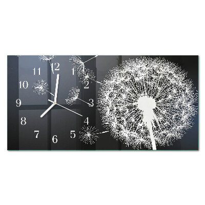 Rectangular glass clock horizontal Dandelion kite