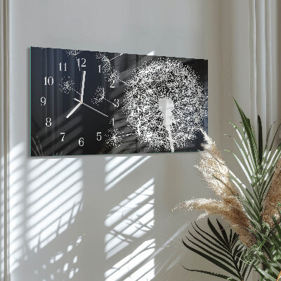 Rectangular glass clock horizontal Dandelion kite