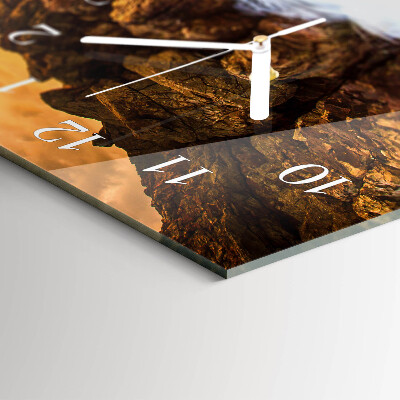 Glass wall clock horizontal Sunset