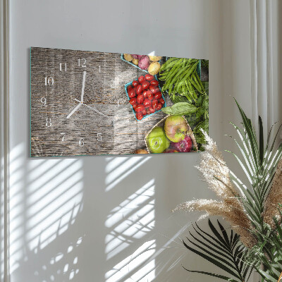 Rectangular glass clock horizontal Vegetables