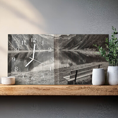 Glass wall clock horizontal Mountains in silence