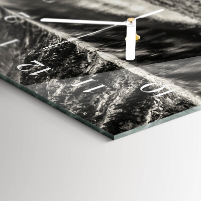 Glass wall clock horizontal Mountains in silence