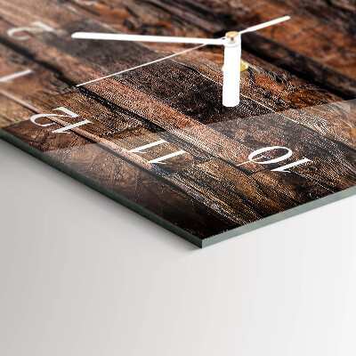 Horizontal rectangular wall clock Natural wood