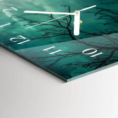 Glass wall clock horizontal Silver globe