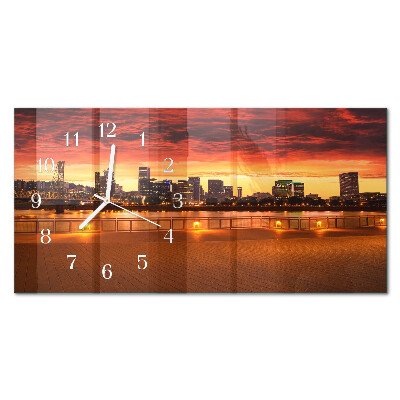 Horizontal wall clock Golden hour