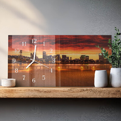 Horizontal wall clock Golden hour